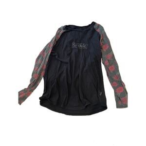 Savage Roses and Black Long Sleeve T-Shirt Mens L